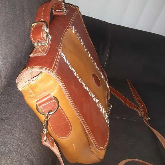 YVES Saint Laurent | Braided Detail Handle and Strap Messenger Bag - Tan/Whiskey - Picture 5 of 12